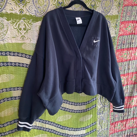 Nike Black Oversized Graphic Streetwear Sporty Snap Cardigan Size Large - Picture 7 of 15